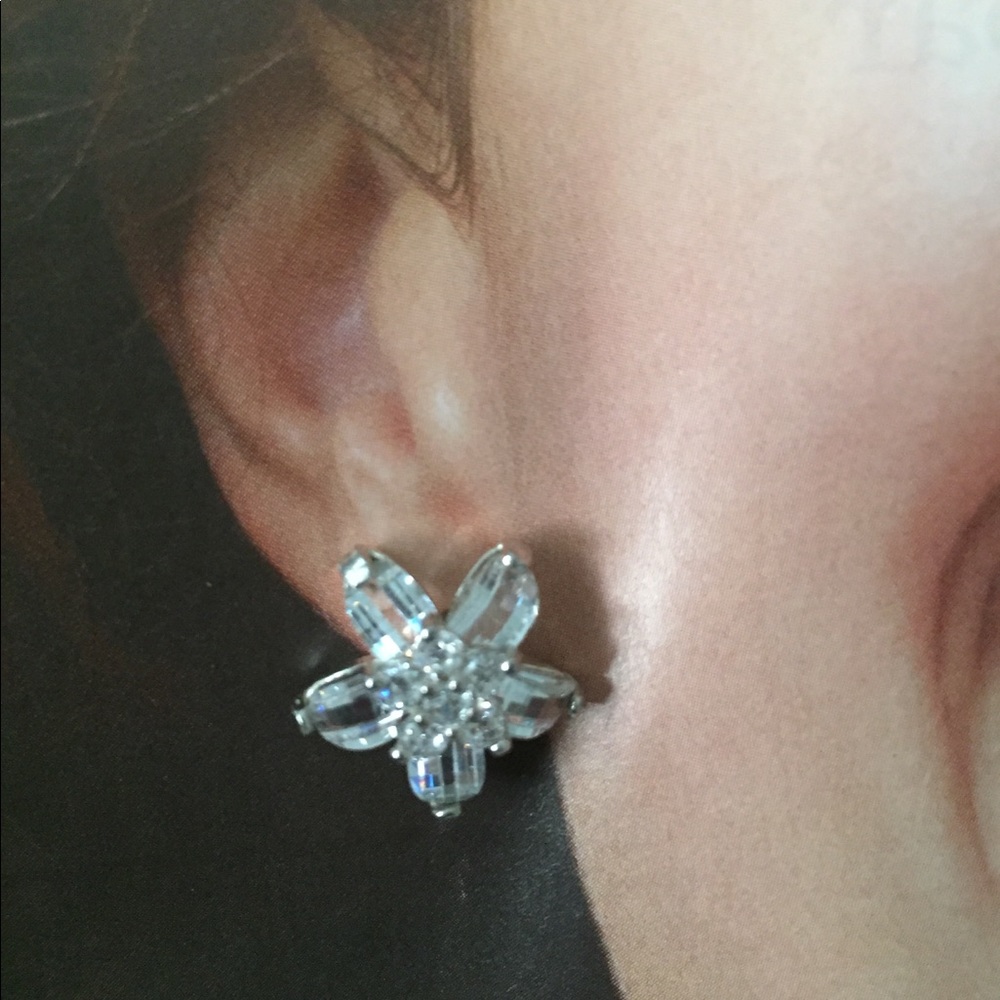 Sterling Silver CZ Flower Sparkle Stud Earrings